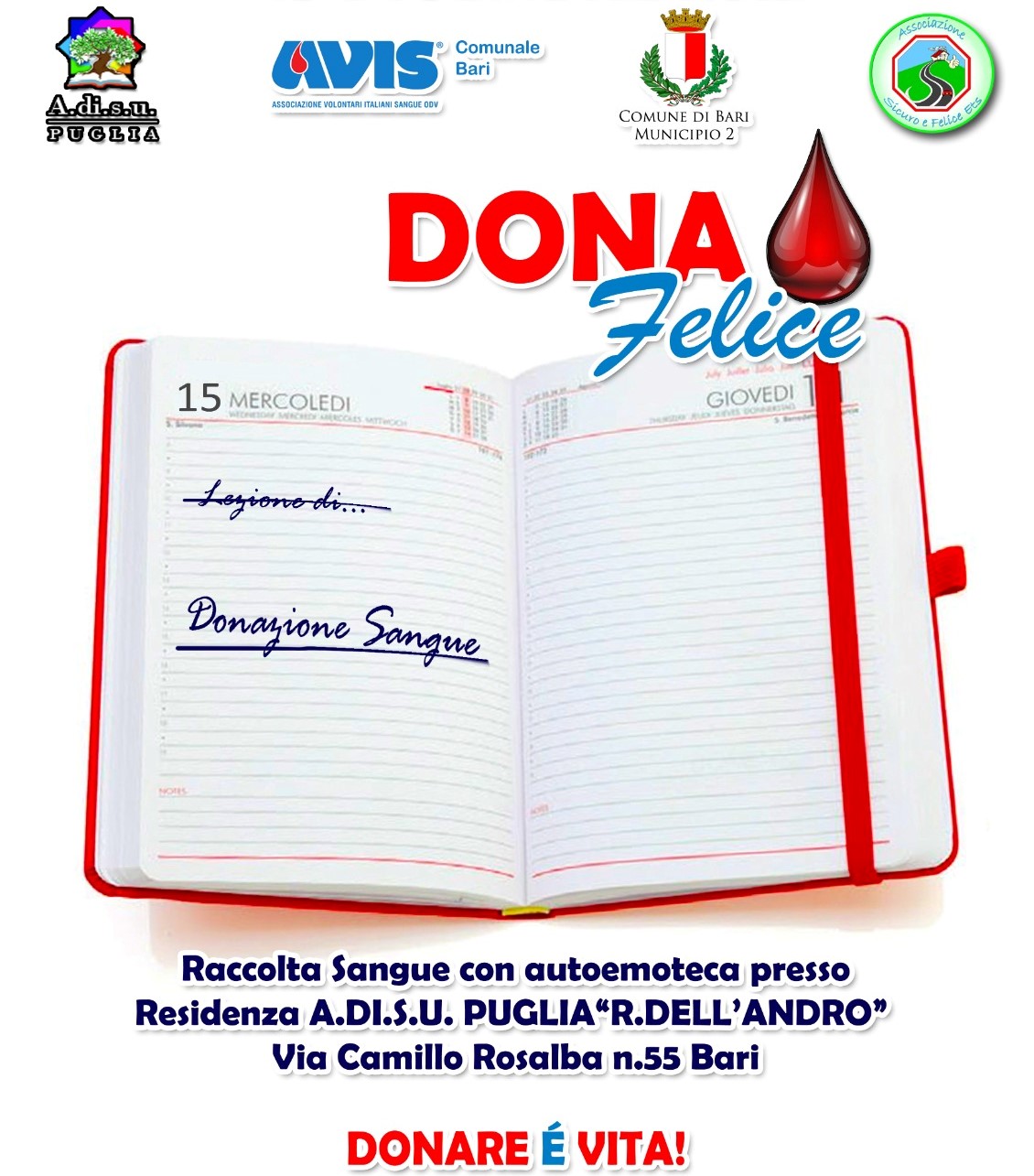 Immagine di copertina per �A lezione di �. Donazione di sangue con i ragazzi dell�A.DI.S.U Puglia�